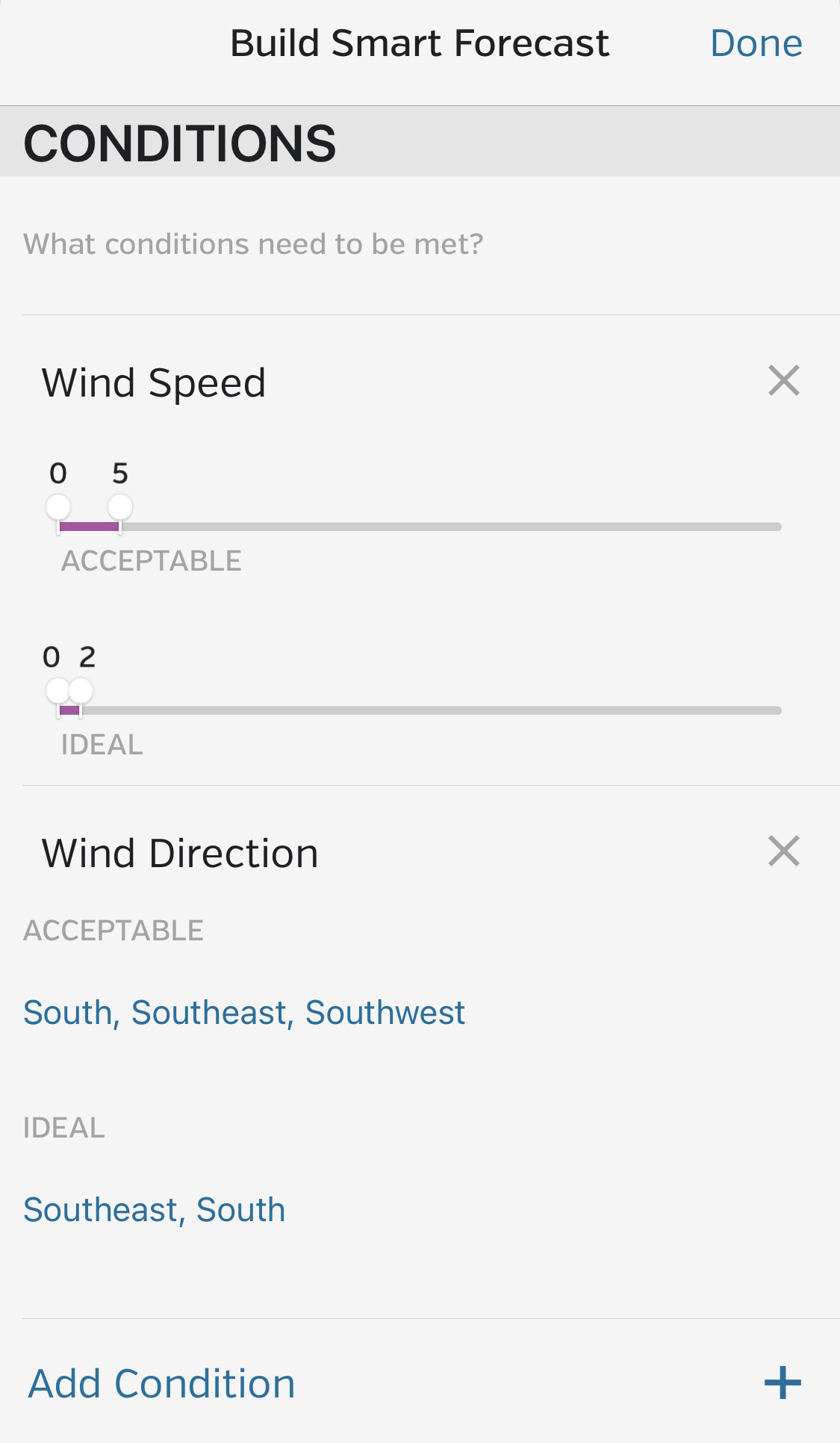 Wunderground smart forecast settings page.